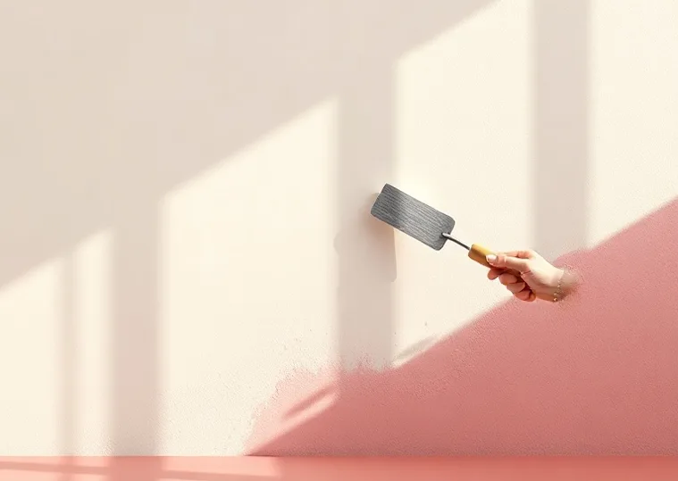 Application d'un enduit décoratif à la lisseuse sur un mur